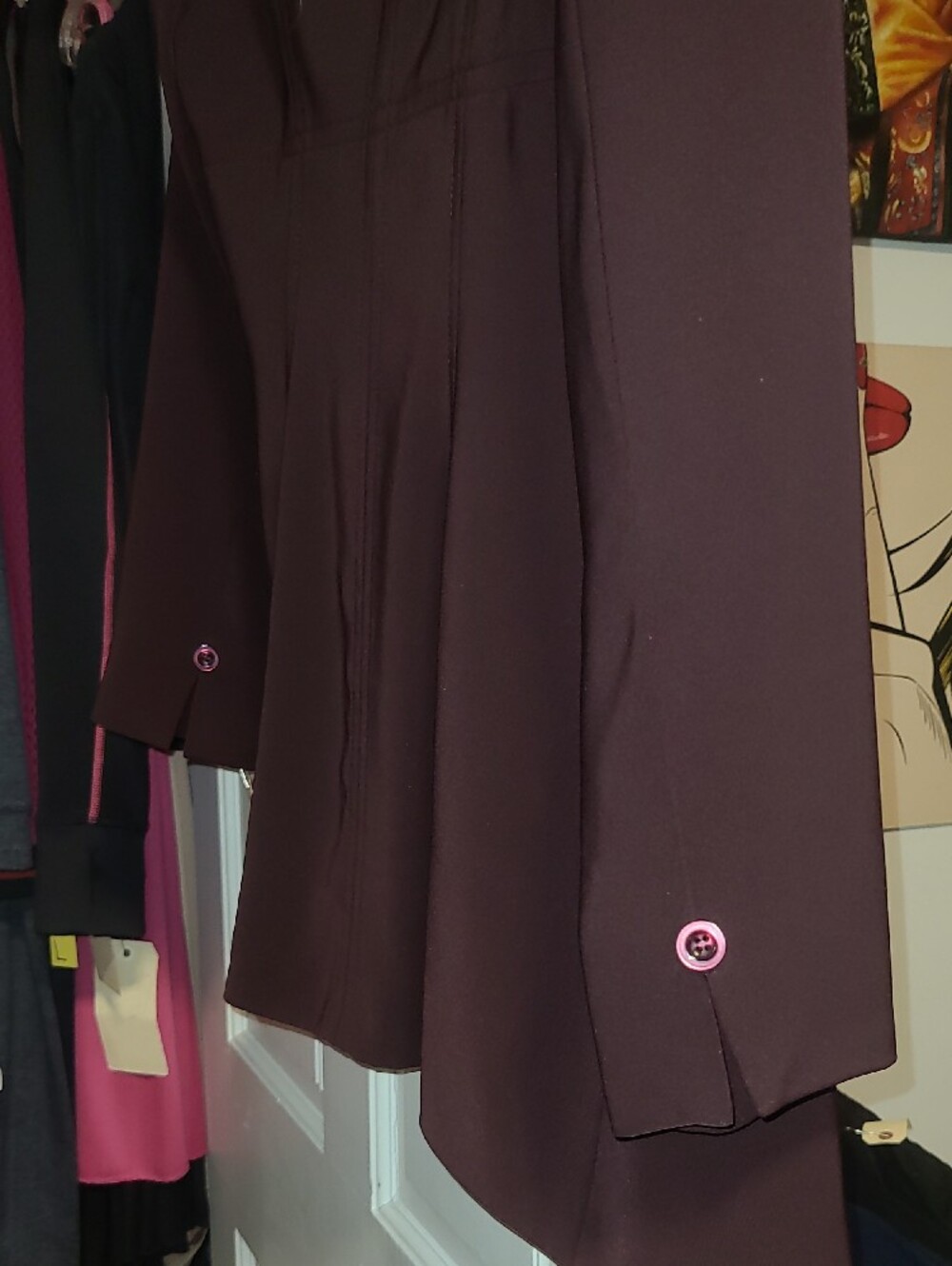 bebe Plum Single-Breasted Notch Lapel Blazer With Matching Skirt - Picture 7 of 11